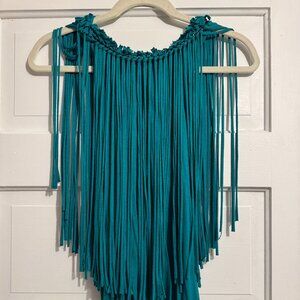 Robbs Nikki tourquise knit top with fringe size small